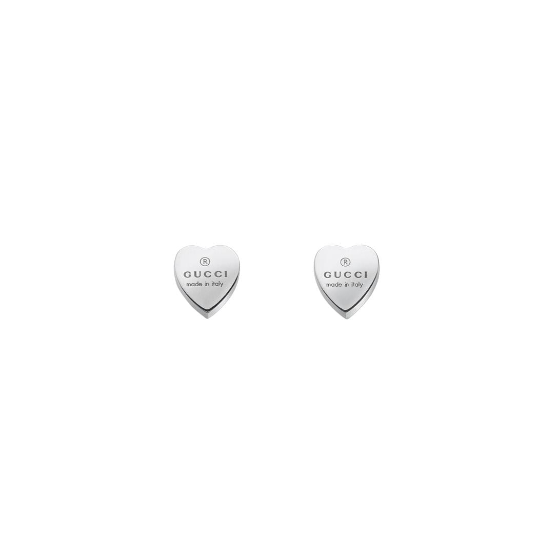 Gucci Trademark Silver Heart-Shaped Stud Earrings simple Pursuit