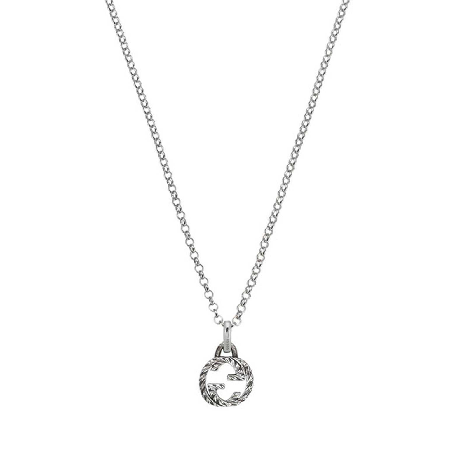 Gucci Interlocking Silver Pendant Necklace simple Pursuit
