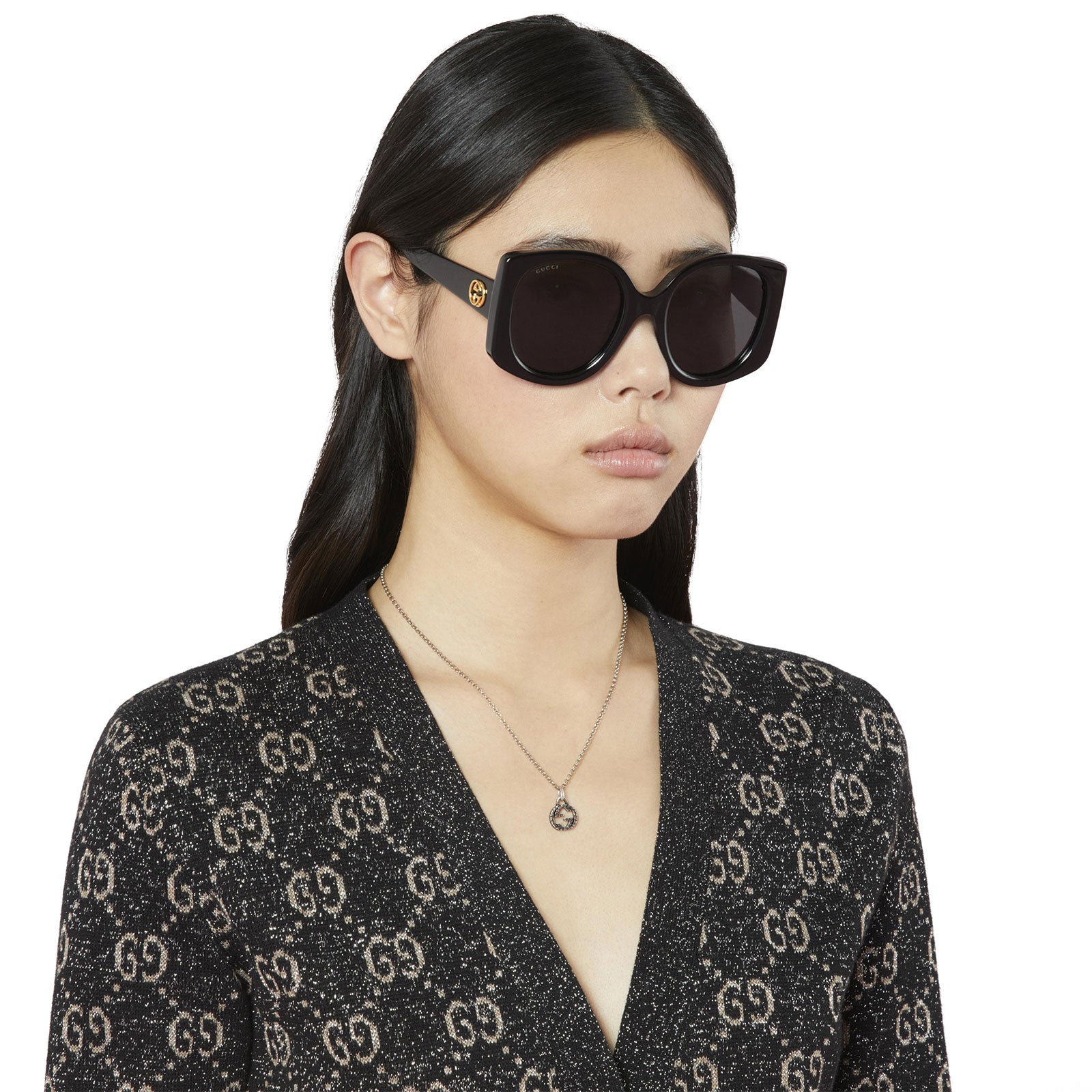 Gucci Interlocking Silver Pendant Necklace simple Pursuit