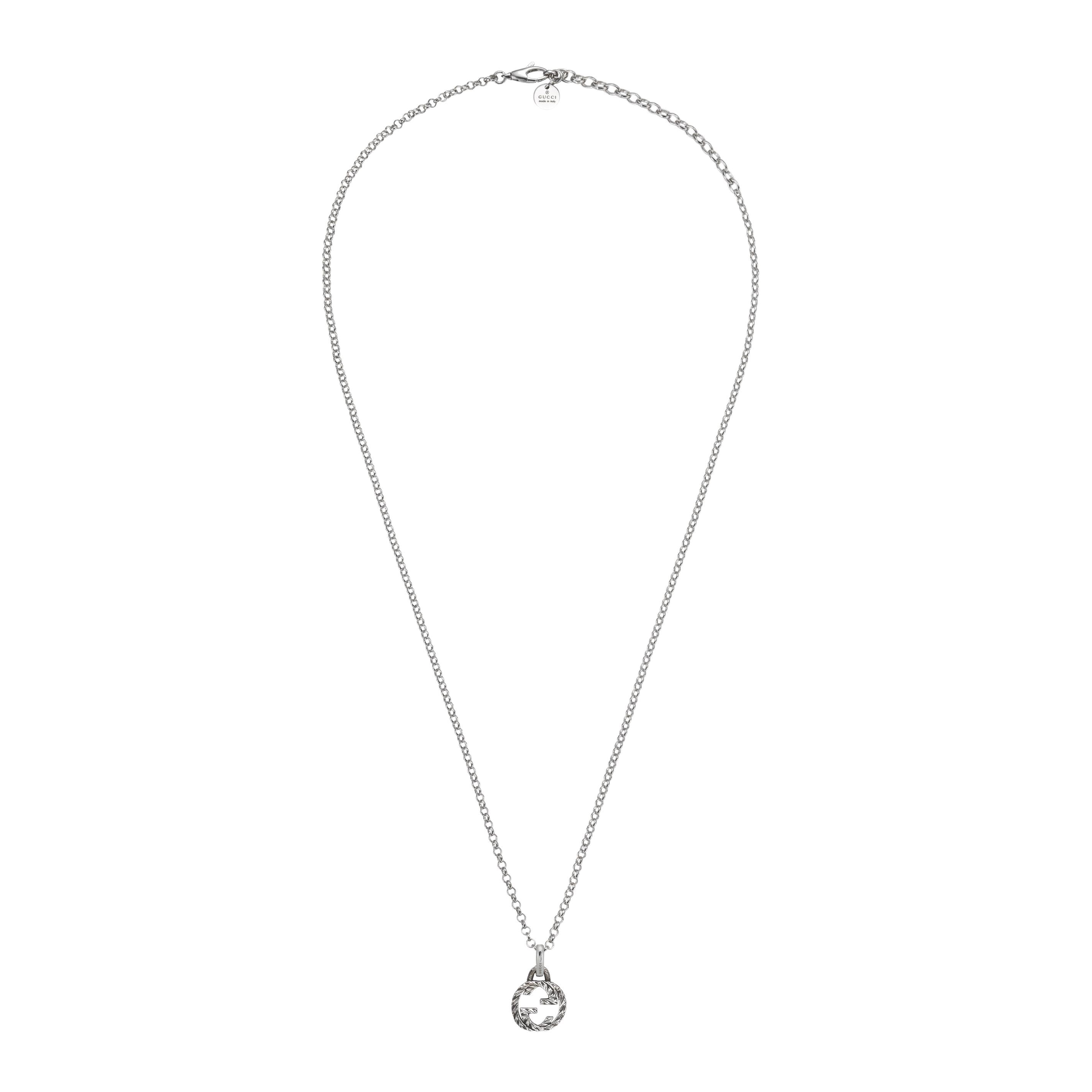Gucci Interlocking Silver Pendant Necklace simple Pursuit
