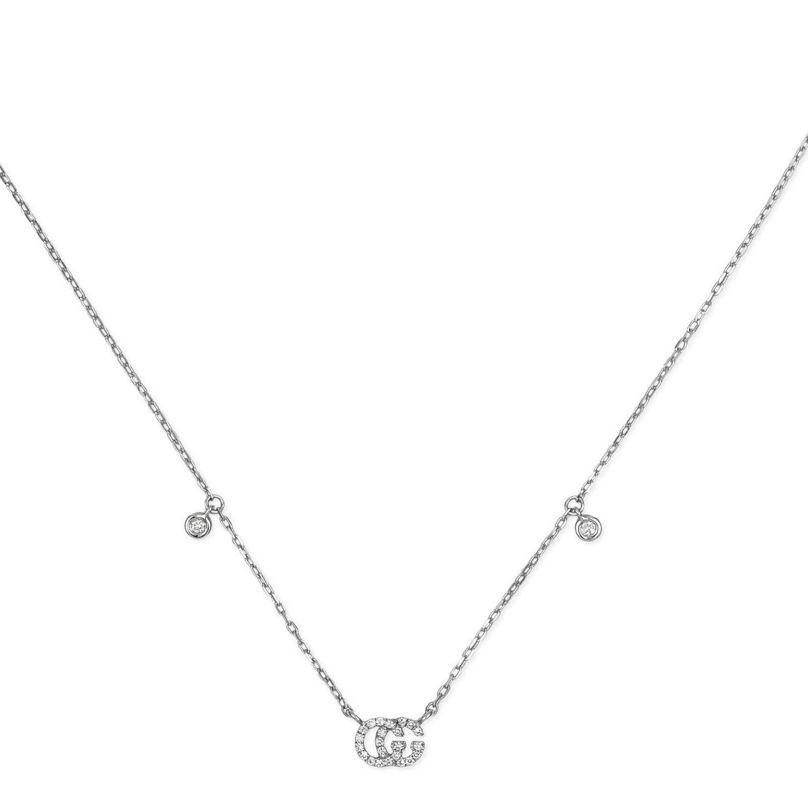 GG Running 18ct White Gold Diamond Necklace simple Pursuit