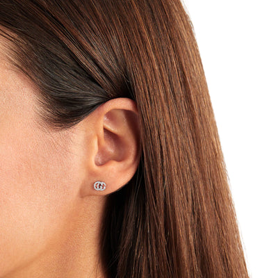 GG Running 18ct White Gold Diamond Stud Earrings simple Pursuit