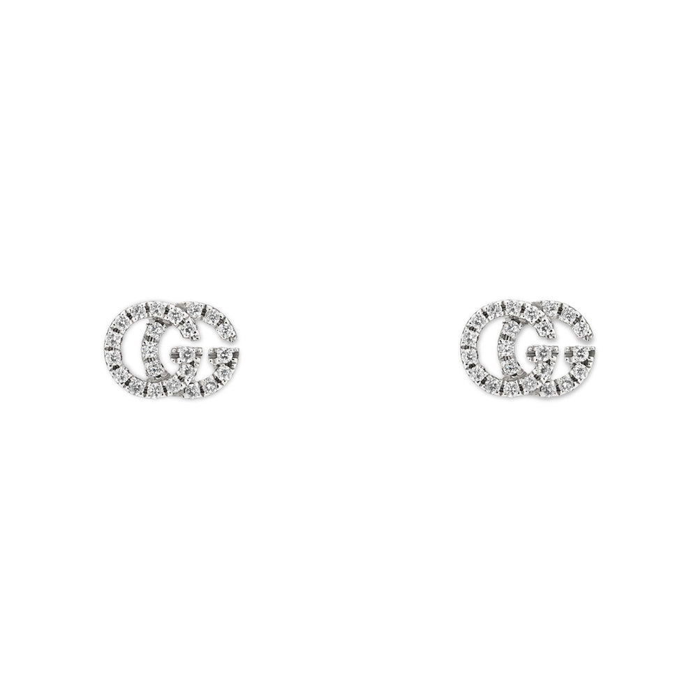 GG Running 18ct White Gold Diamond Stud Earrings simple Pursuit