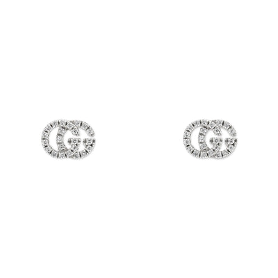 GG Running 18ct White Gold Diamond Stud Earrings simple Pursuit