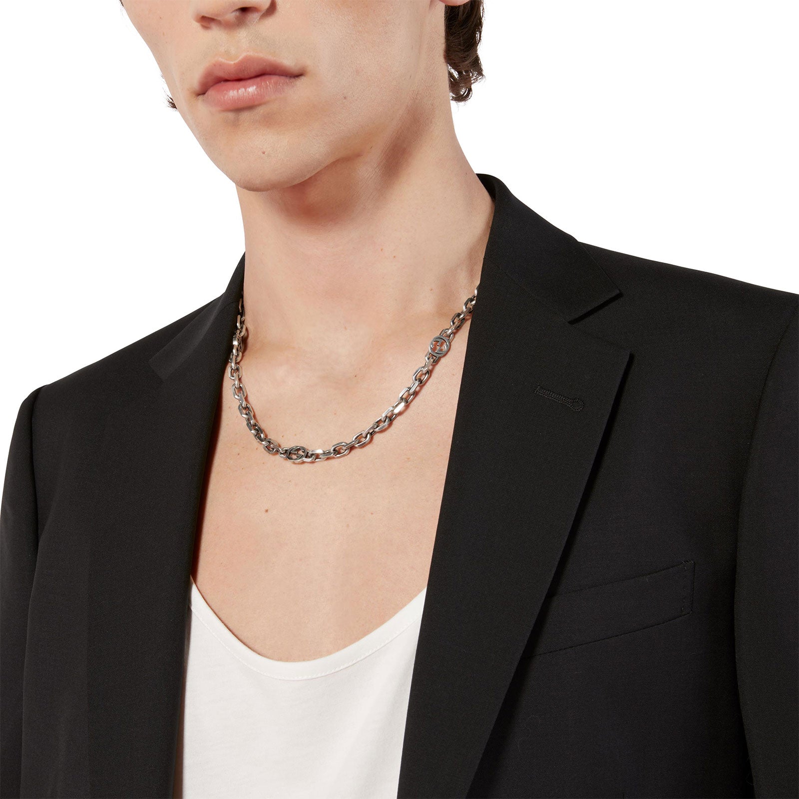 Gucci Interlocking Aged Silver Necklace simple Pursuit