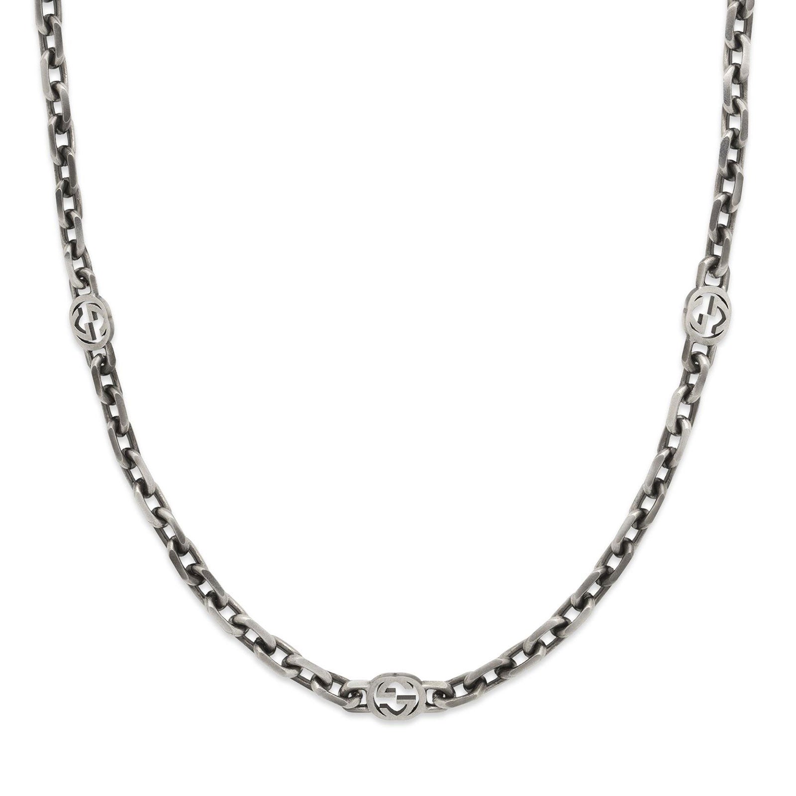 Gucci Interlocking Aged Silver Necklace simple Pursuit