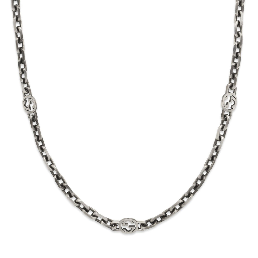 Gucci Interlocking Aged Silver Necklace simple Pursuit