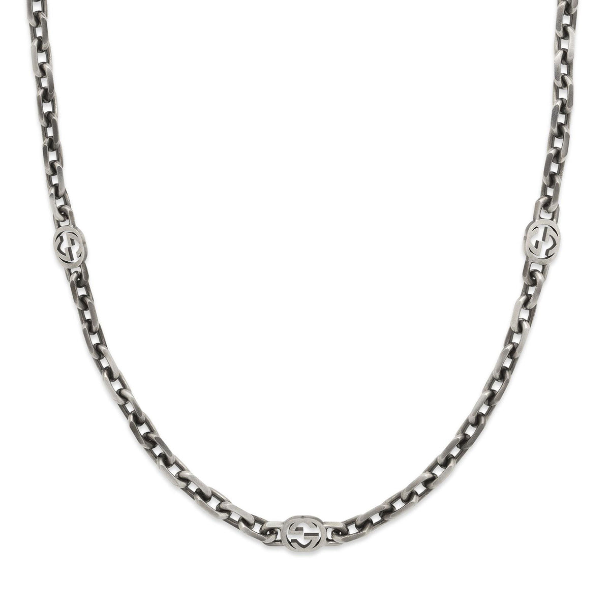 Gucci Interlocking Aged Silver Necklace simple Pursuit