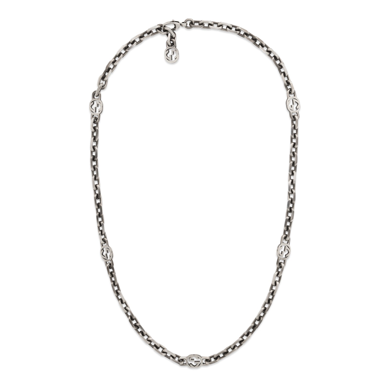 Gucci Interlocking Aged Silver Necklace simple Pursuit