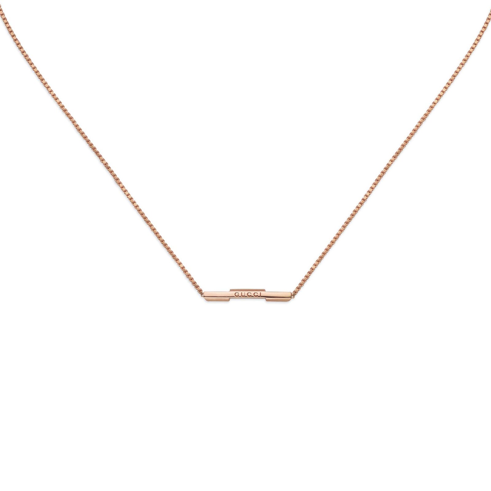 Gucci Link To Love 18ct Rose Gold Necklace with 'Gucci' Bar simple Pursuit
