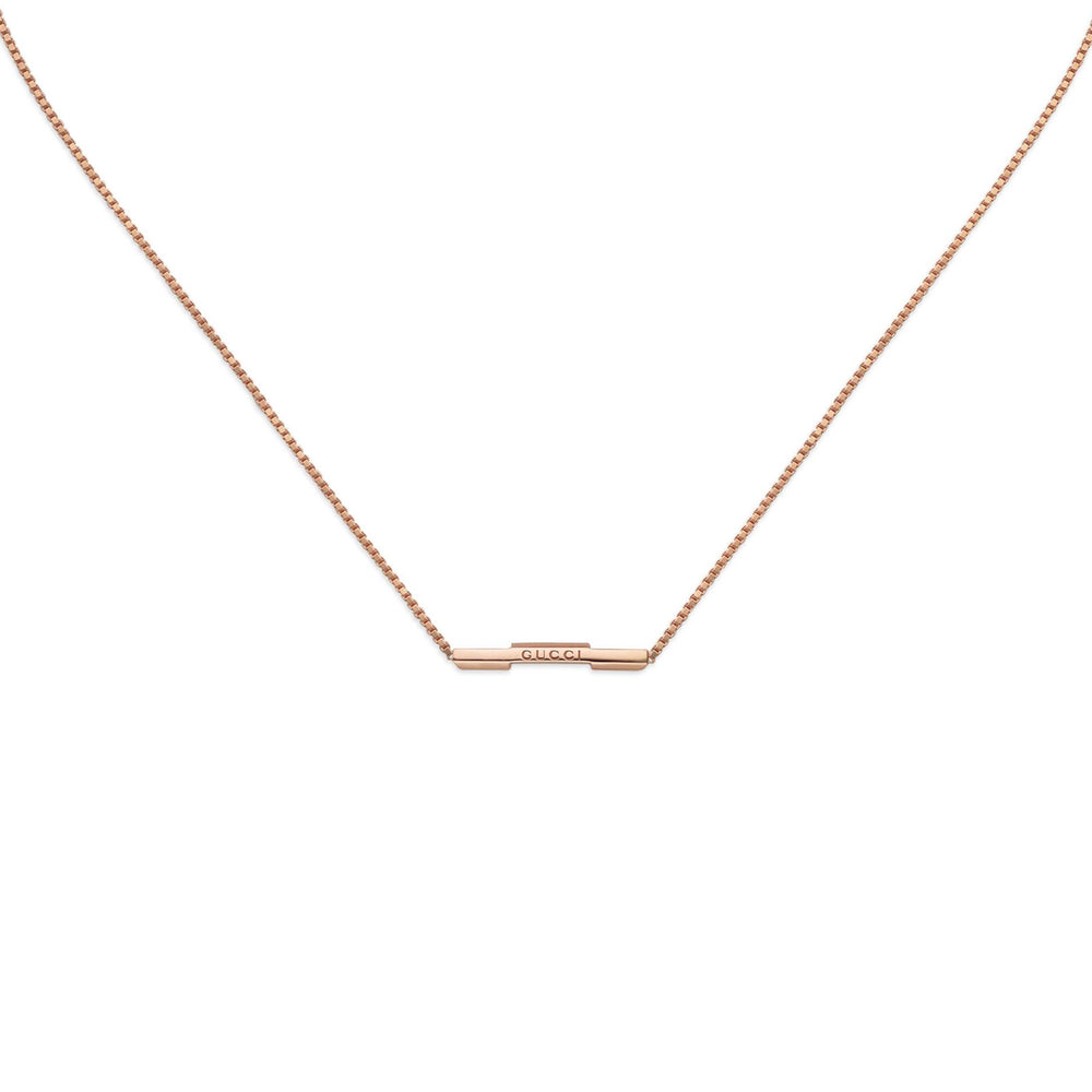 Gucci Link To Love 18ct Rose Gold Necklace with 'Gucci' Bar simple Pursuit