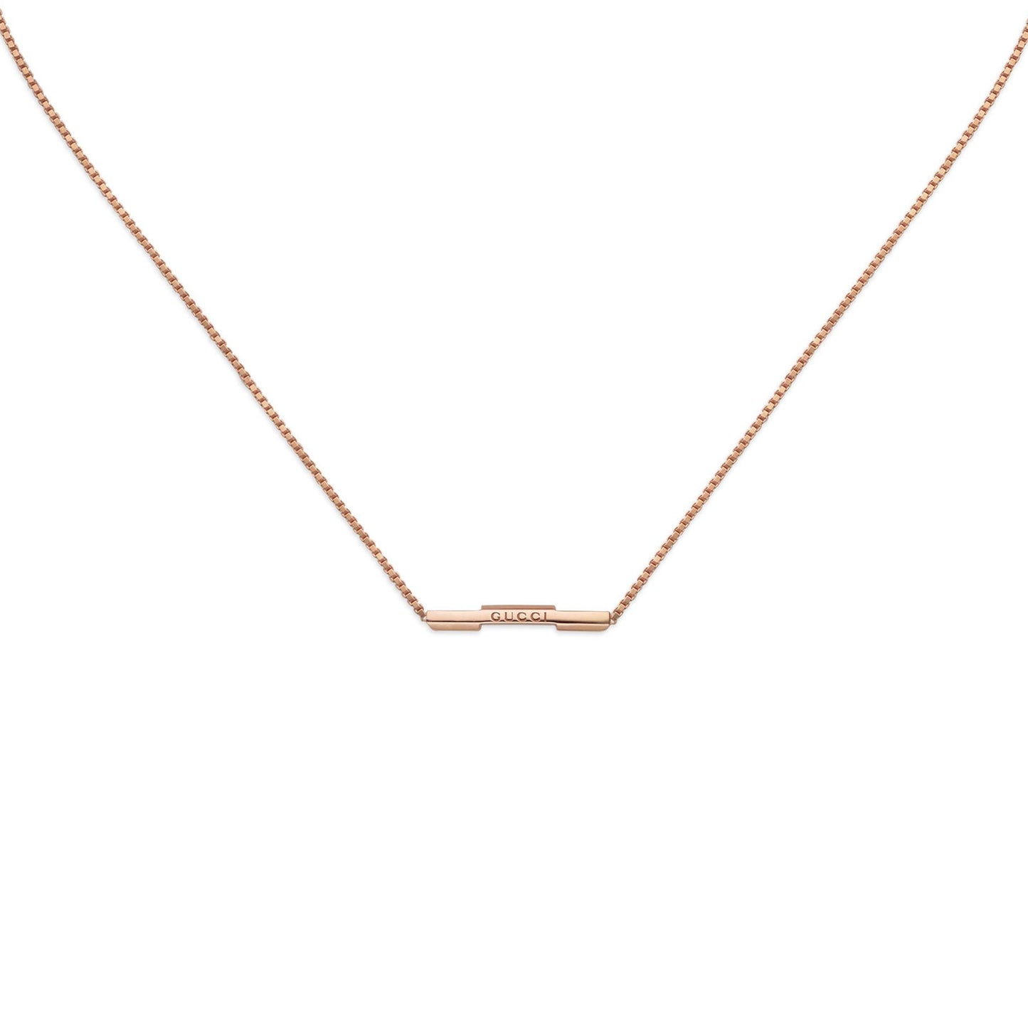 Gucci Link To Love 18ct Rose Gold Necklace with 'Gucci' Bar simple Pursuit