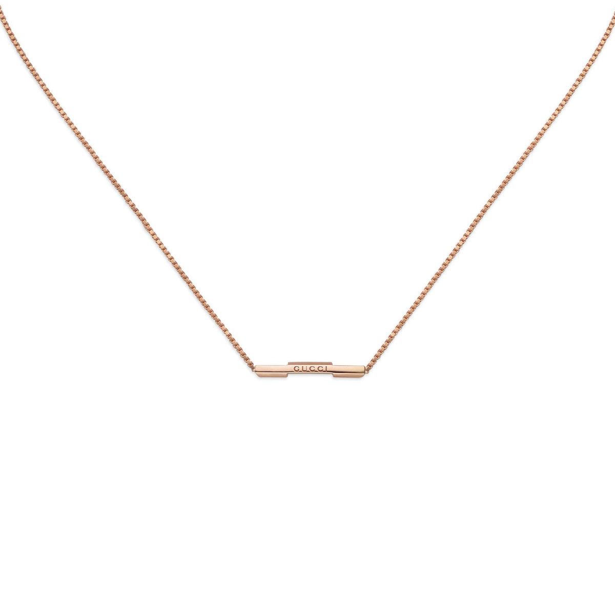 Gucci Link To Love 18ct Rose Gold Necklace with 'Gucci' Bar simple Pursuit