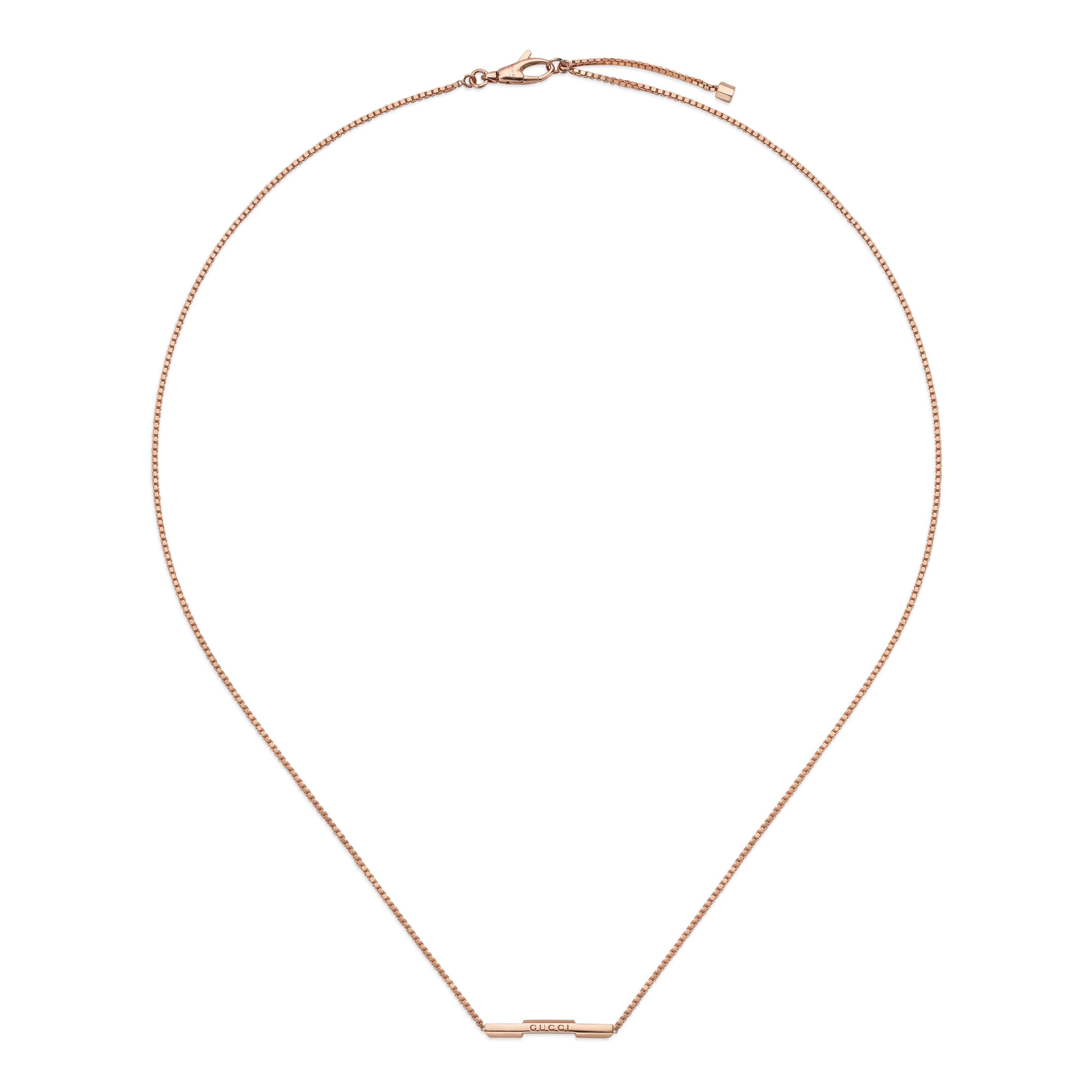Gucci Link To Love 18ct Rose Gold Necklace with 'Gucci' Bar simple Pursuit