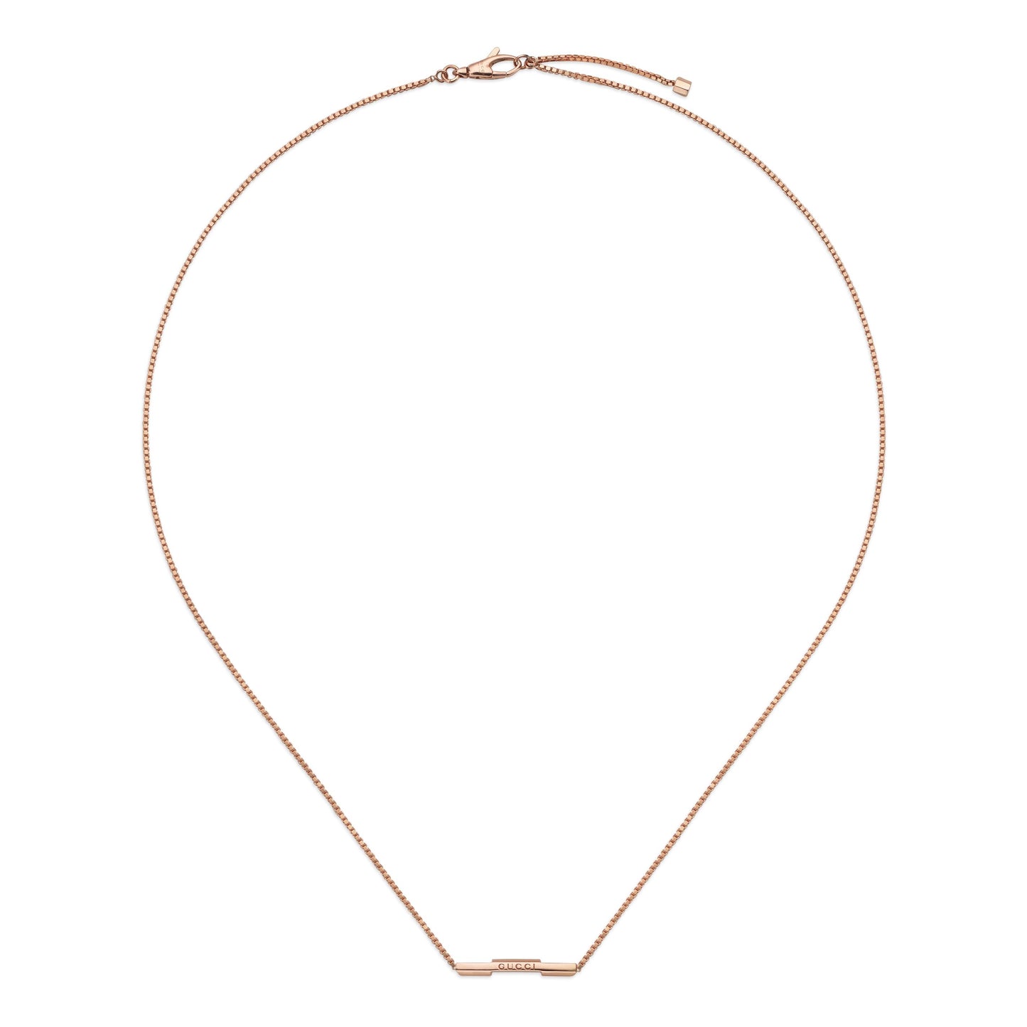 Gucci Link To Love 18ct Rose Gold Necklace with 'Gucci' Bar simple Pursuit