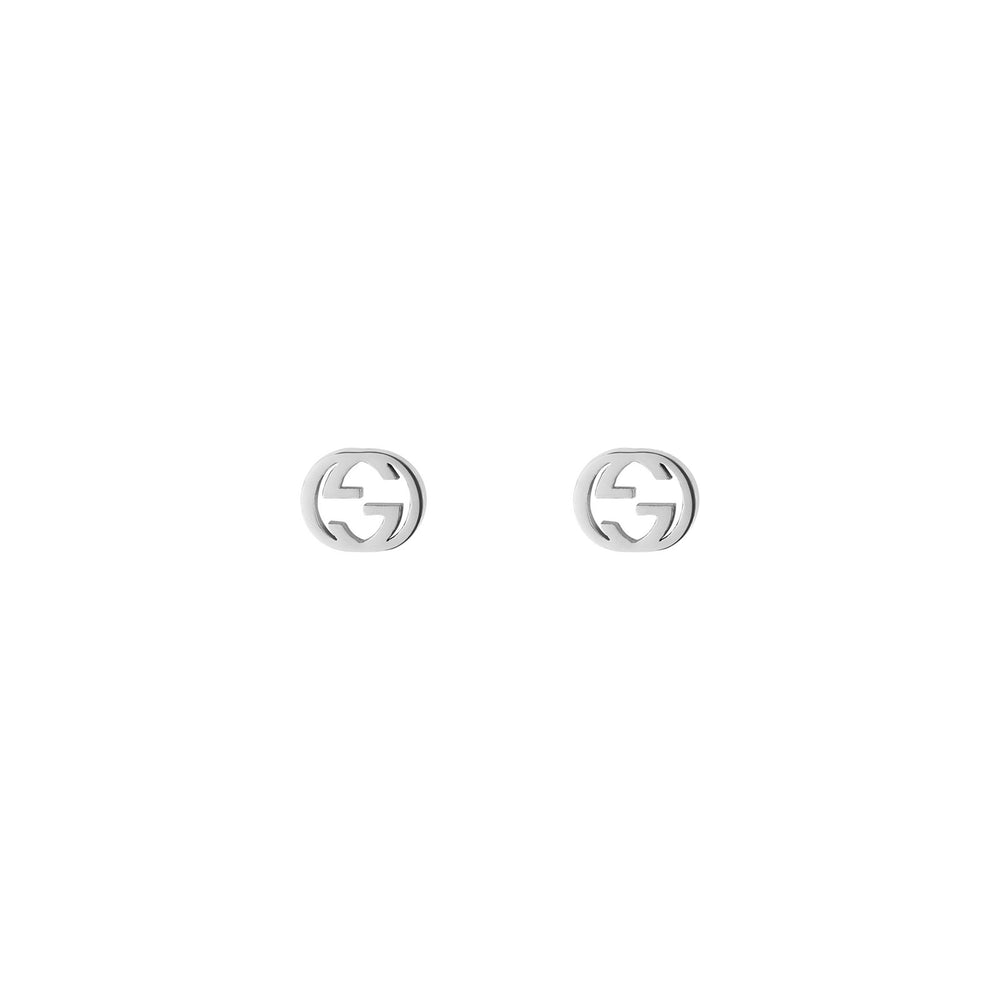Gucci Interlocking 18ct White Gold Stud Earrings simple Pursuit