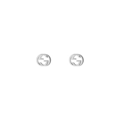 Gucci Interlocking 18ct White Gold Stud Earrings simple Pursuit