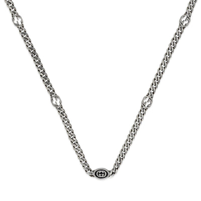 Gucci Interlocking Silver & Black Enamel Necklace simple Pursuit
