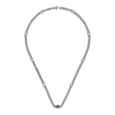 Gucci Interlocking Silver & Black Enamel Necklace simple Pursuit