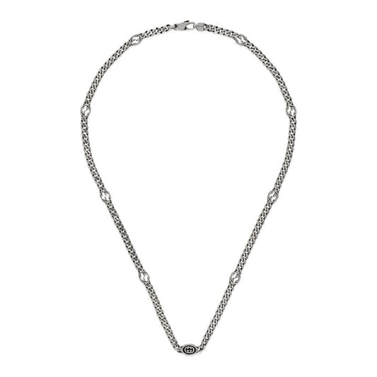 Gucci Interlocking Silver & Black Enamel Necklace simple Pursuit