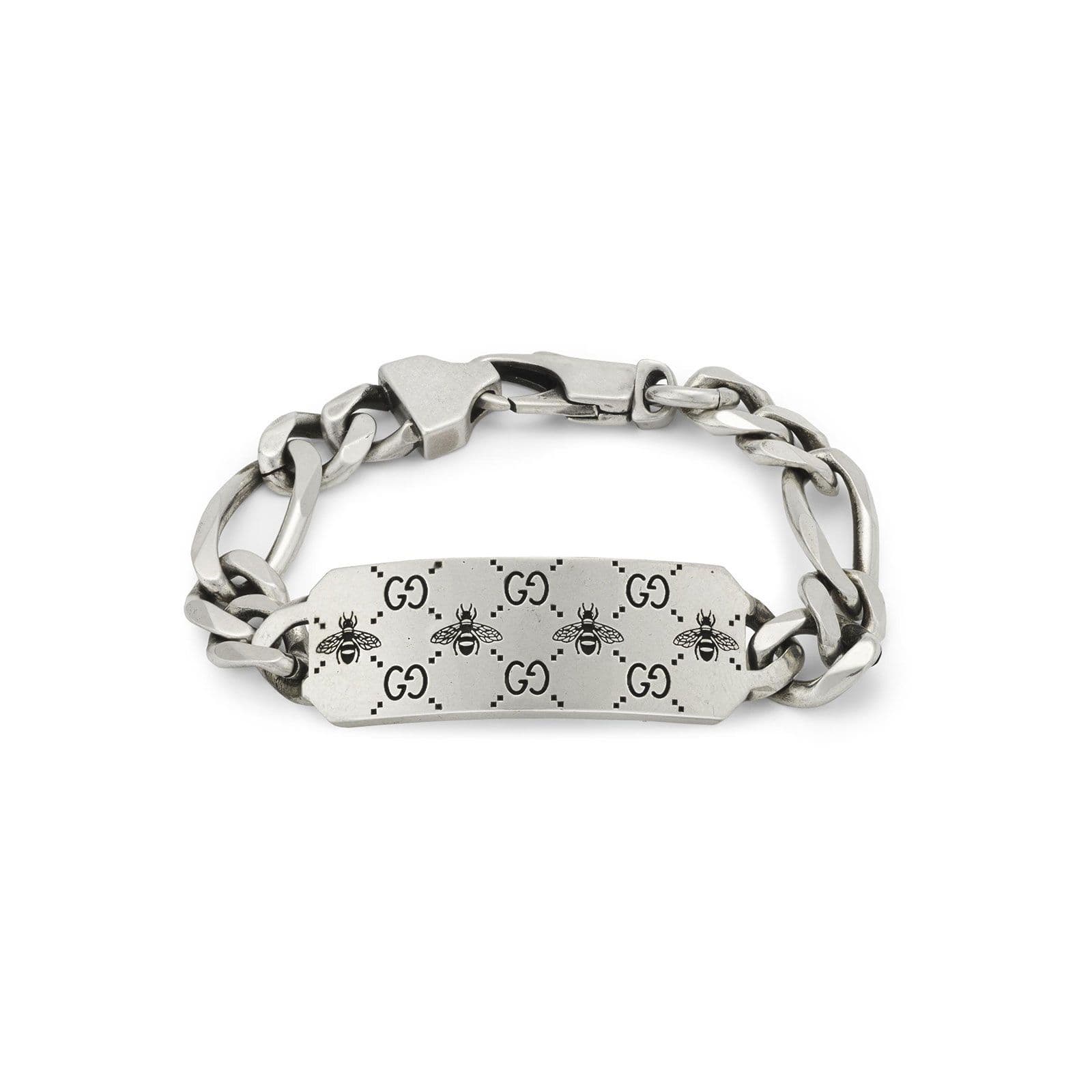 Gucci Signature Silver GG & Bee Tag Bracelet simple Pursuit