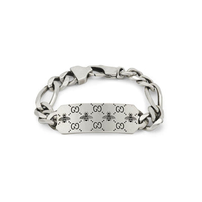 Gucci Signature Silver GG & Bee Tag Bracelet simple Pursuit