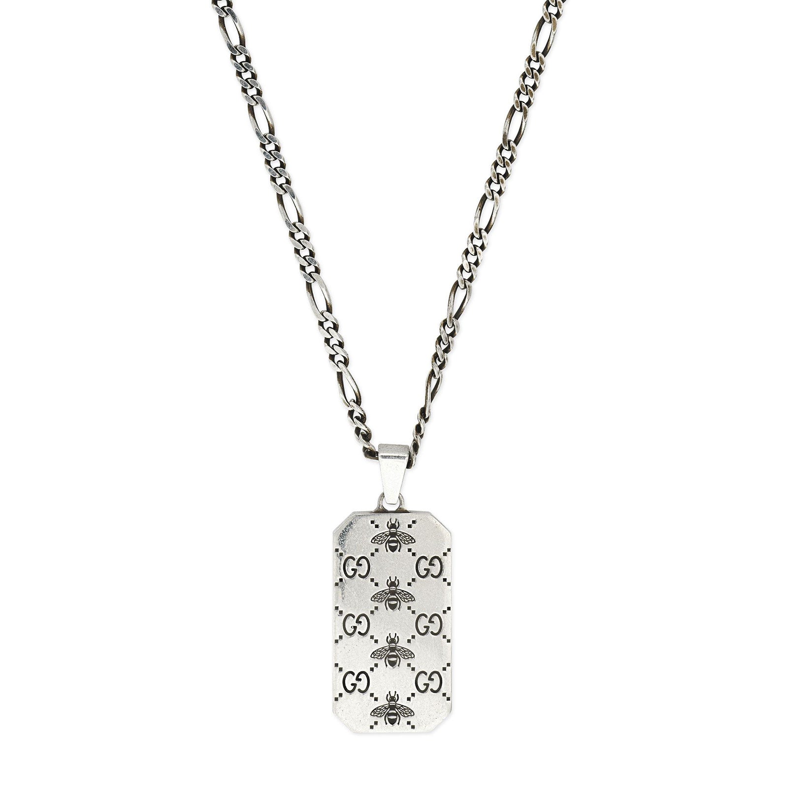 Gucci Signature Silver Interlocking G & Bee Tag Necklace simple Pursuit