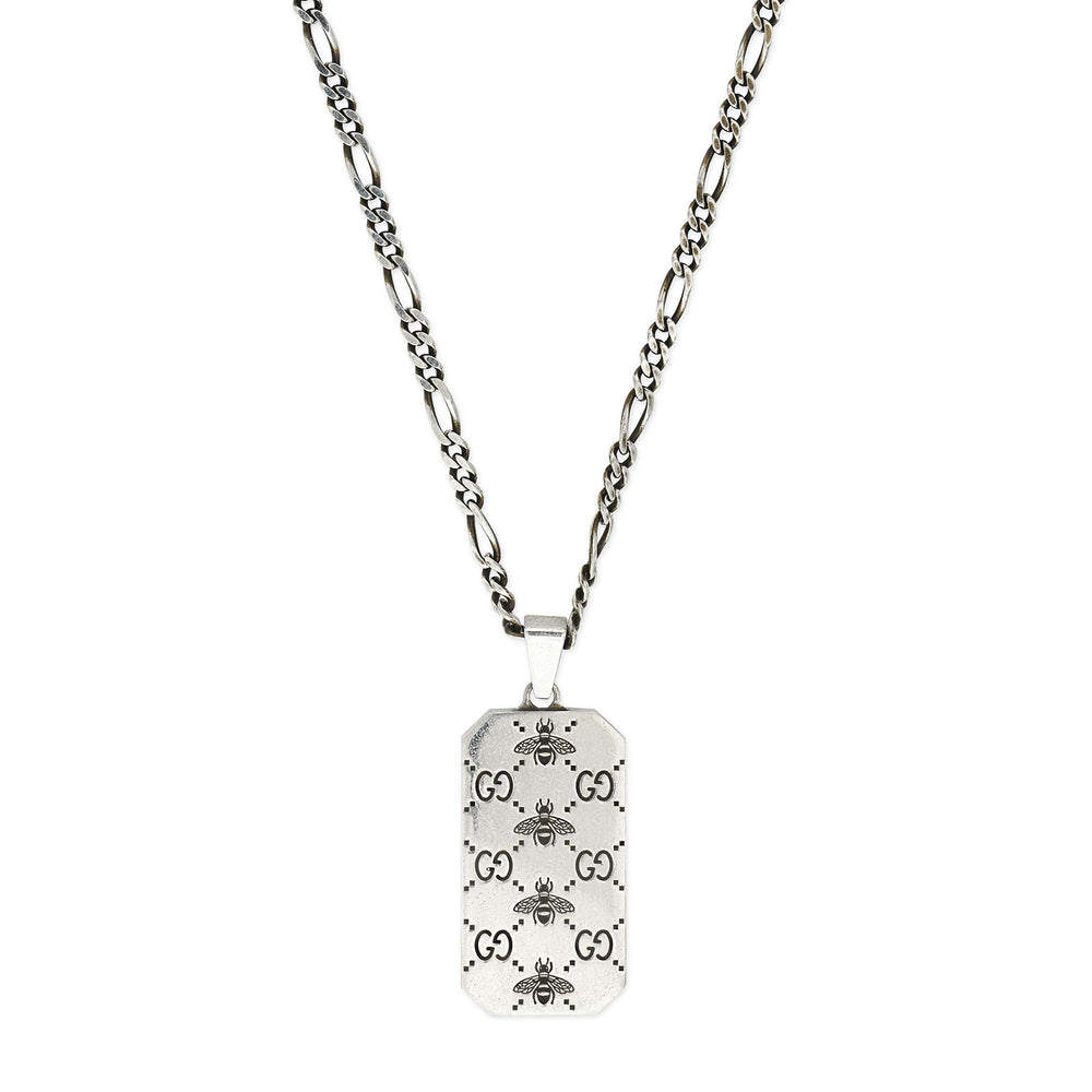Gucci Signature Silver Interlocking G & Bee Tag Necklace simple Pursuit