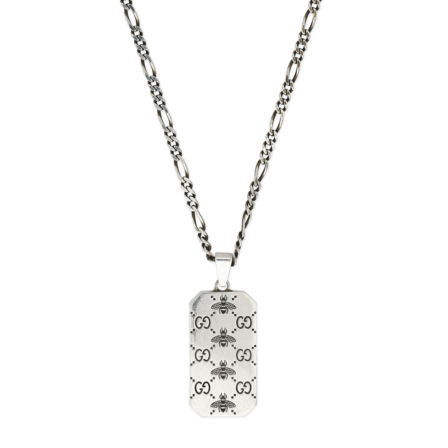 Gucci Signature Silver Interlocking G & Bee Tag Necklace simple Pursuit
