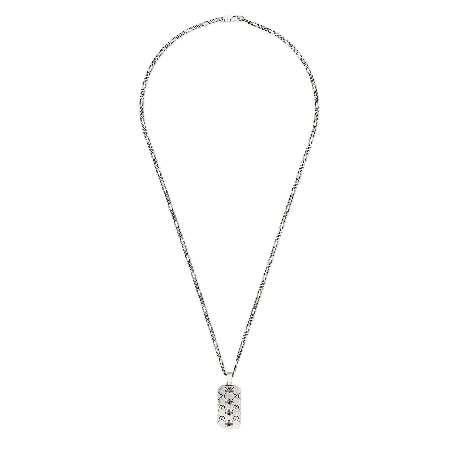 Gucci Signature Silver Interlocking G & Bee Tag Necklace simple Pursuit