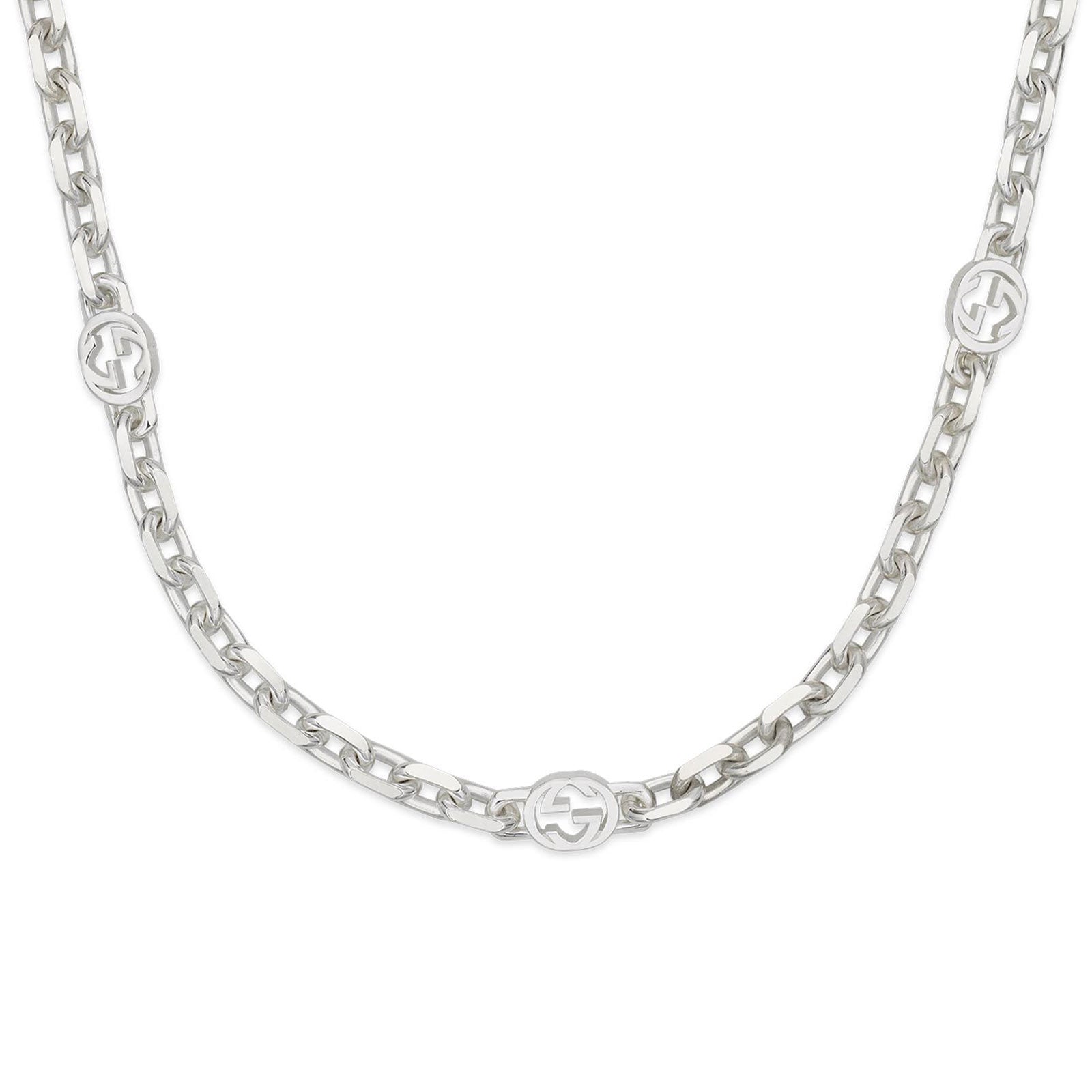 Gucci Interlocking Silver Chain Necklace simple Pursuit