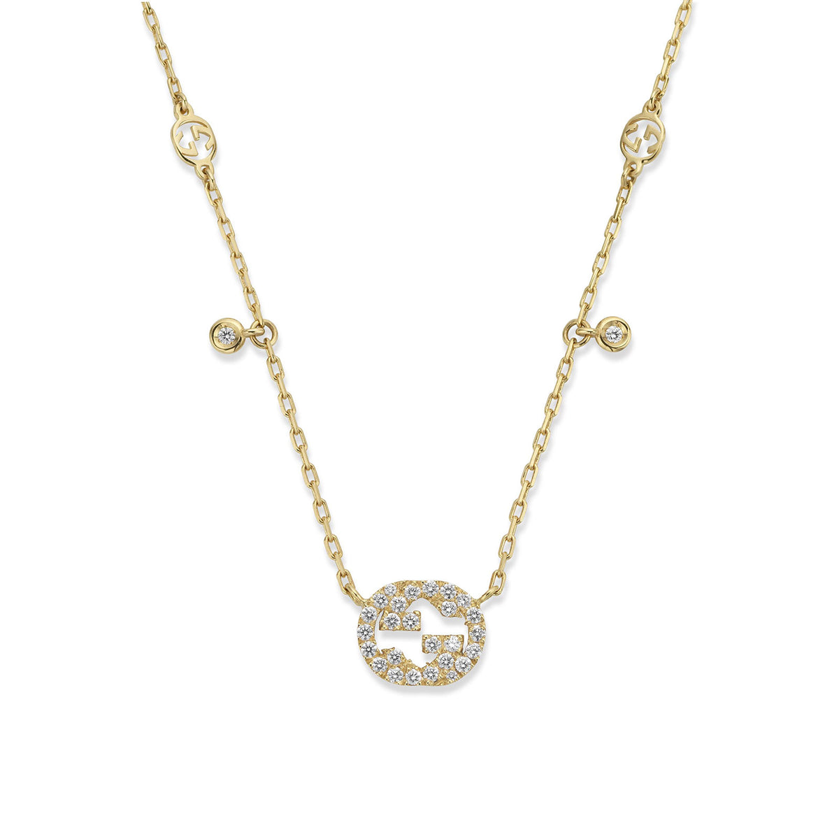 Gucci Interlocking 18ct Yellow Gold Diamond Necklace simple Pursuit