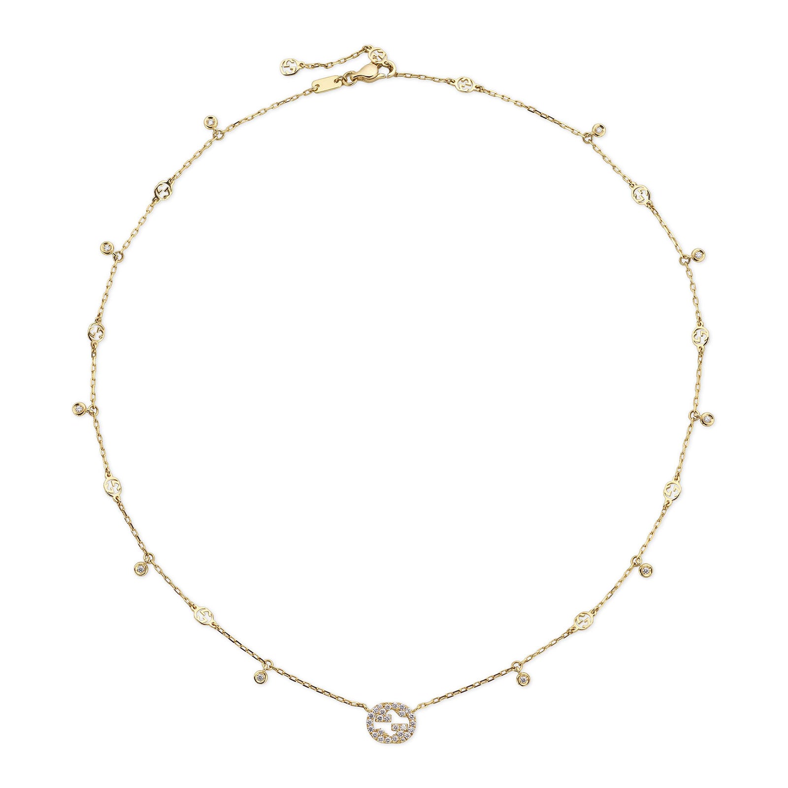 Gucci Interlocking 18ct Yellow Gold Diamond Necklace simple Pursuit