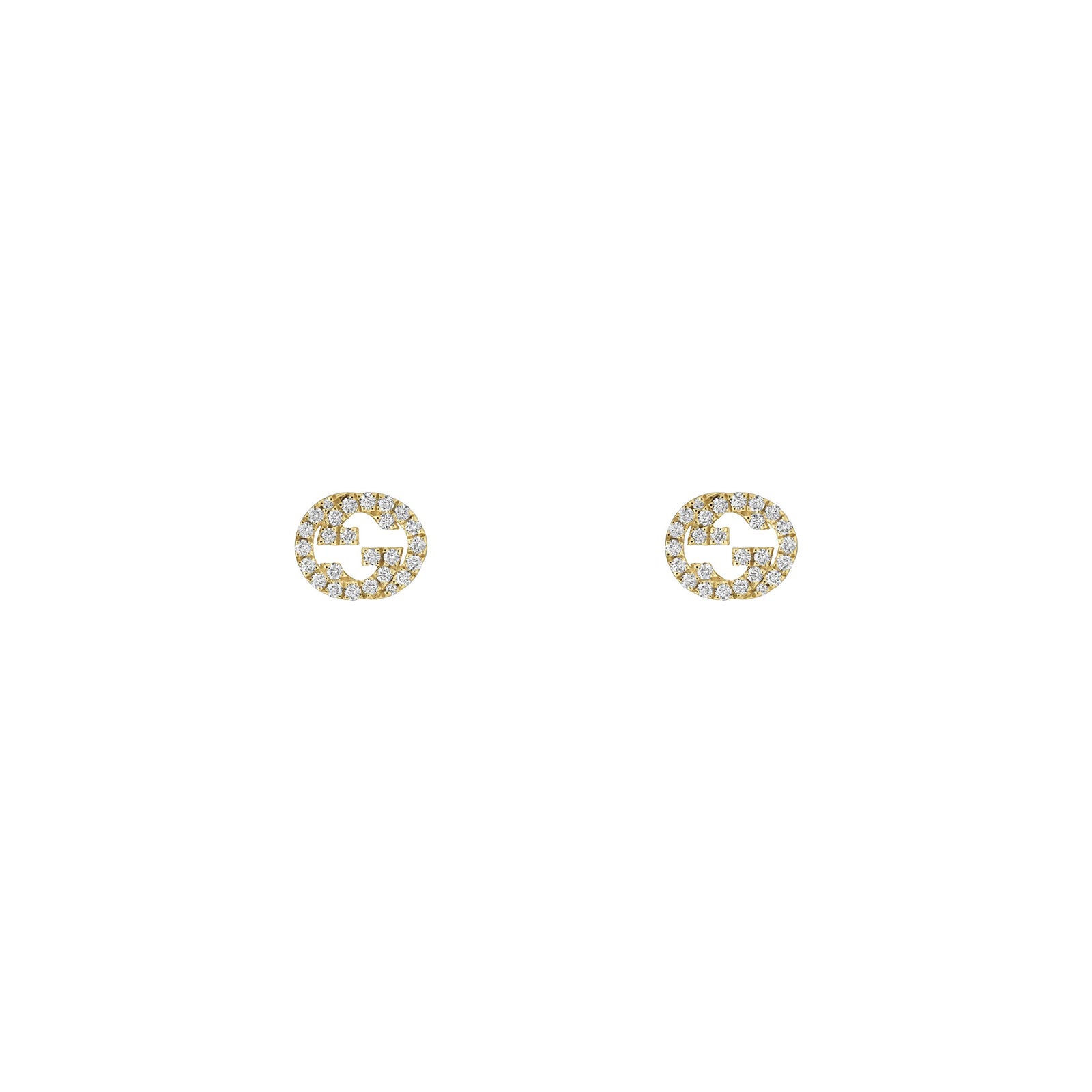 Gucci Interlocking 18ct Yellow Gold Diamond Stud Earrings simple Pursuit