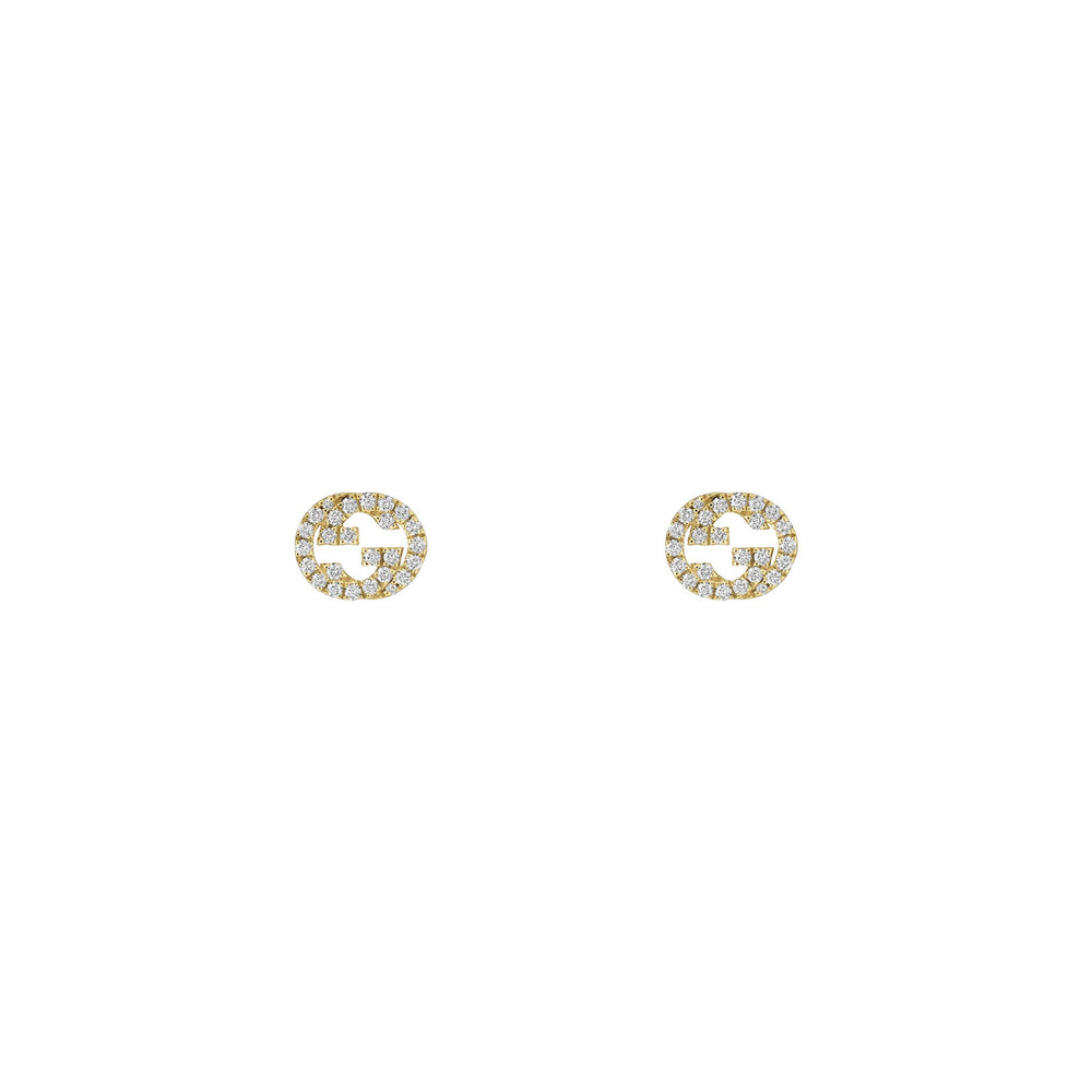 Gucci Interlocking 18ct Yellow Gold Diamond Stud Earrings simple Pursuit