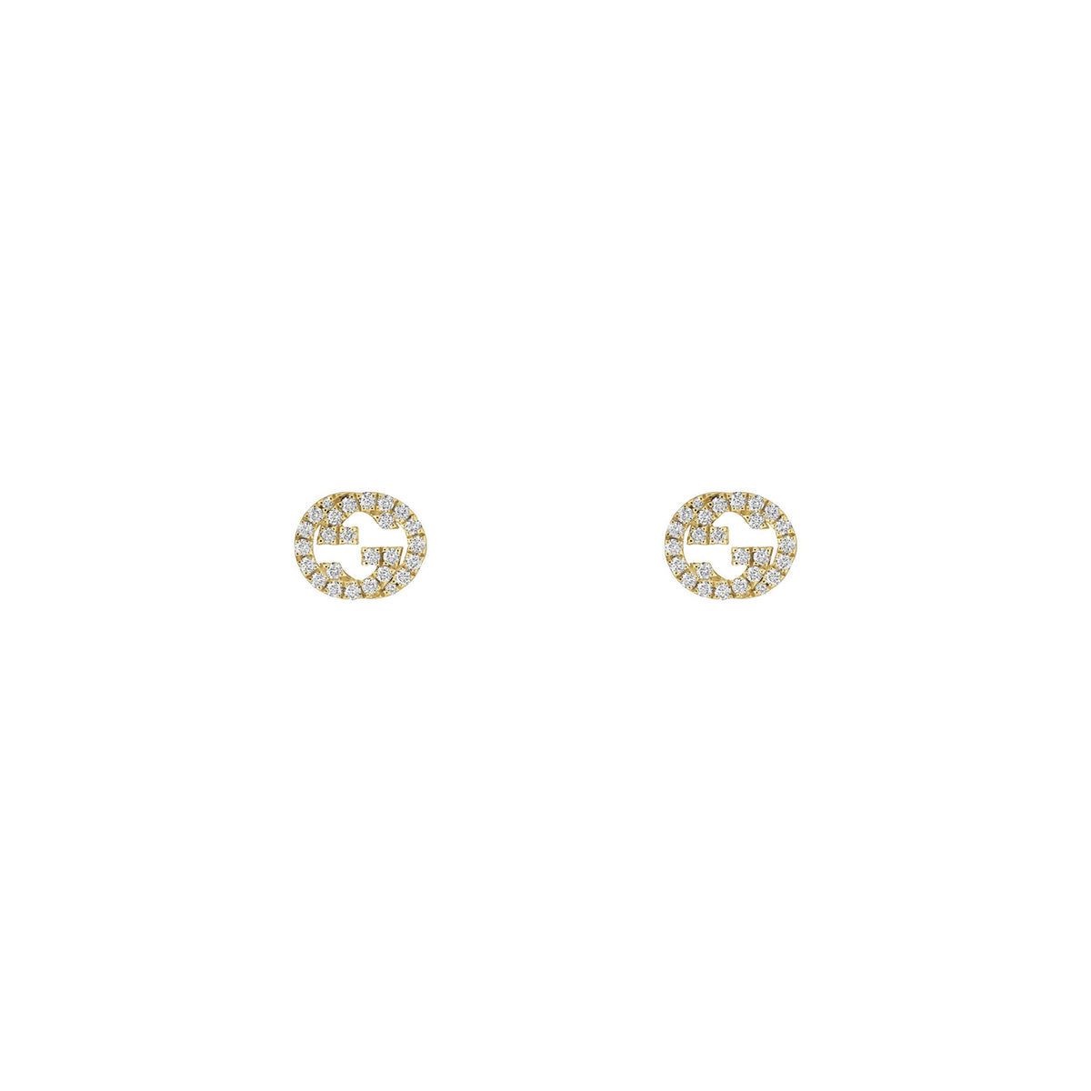 Gucci Interlocking 18ct Yellow Gold Diamond Stud Earrings simple Pursuit