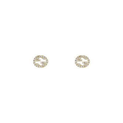 Gucci Interlocking 18ct Yellow Gold Diamond Stud Earrings simple Pursuit