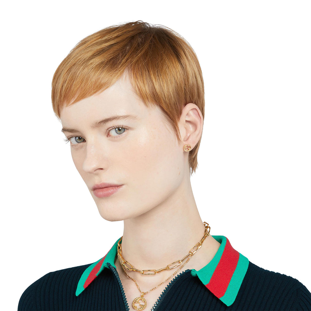 Gucci Interlocking 18ct Stud Earrings simple Pursuit