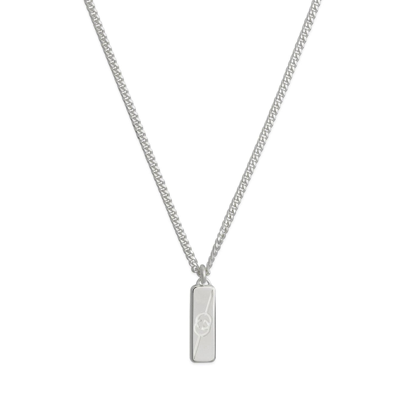 Gucci Tag Diagonal Interlocking G Silver Pendant Necklace simple Pursuit
