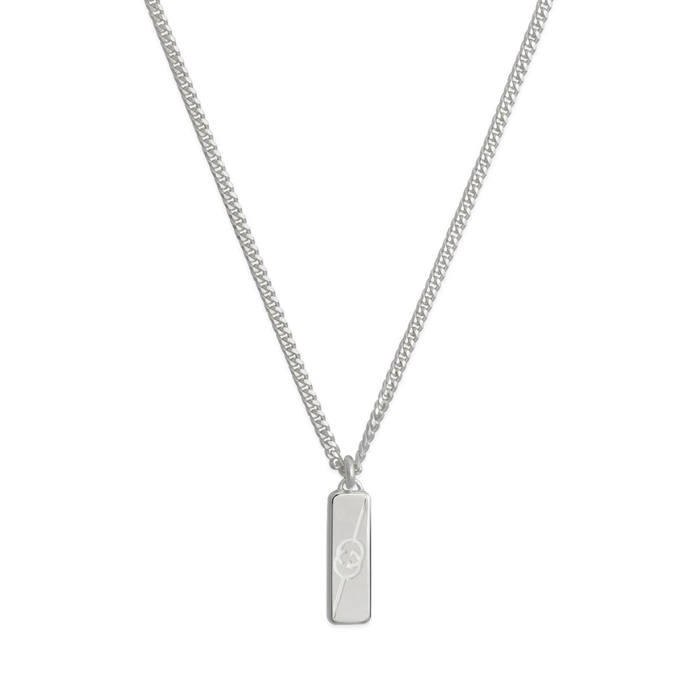Gucci Tag Diagonal Interlocking G Silver Pendant Necklace simple Pursuit