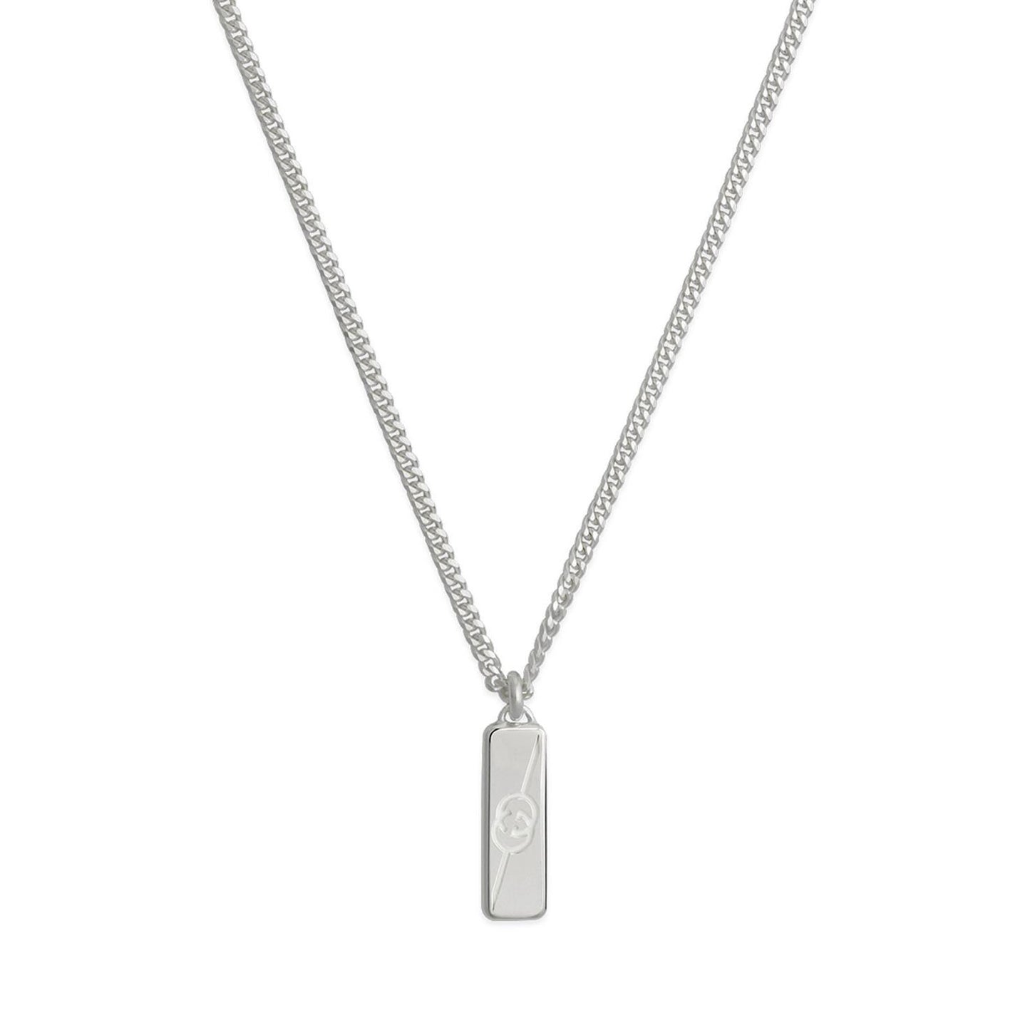 Gucci Tag Diagonal Interlocking G Silver Pendant Necklace simple Pursuit