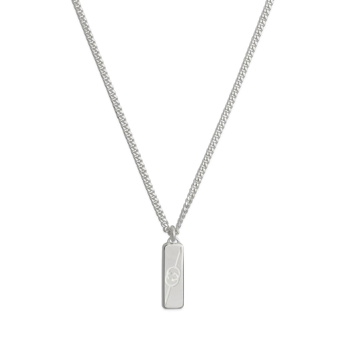 Gucci Tag Diagonal Interlocking G Silver Pendant Necklace simple Pursuit