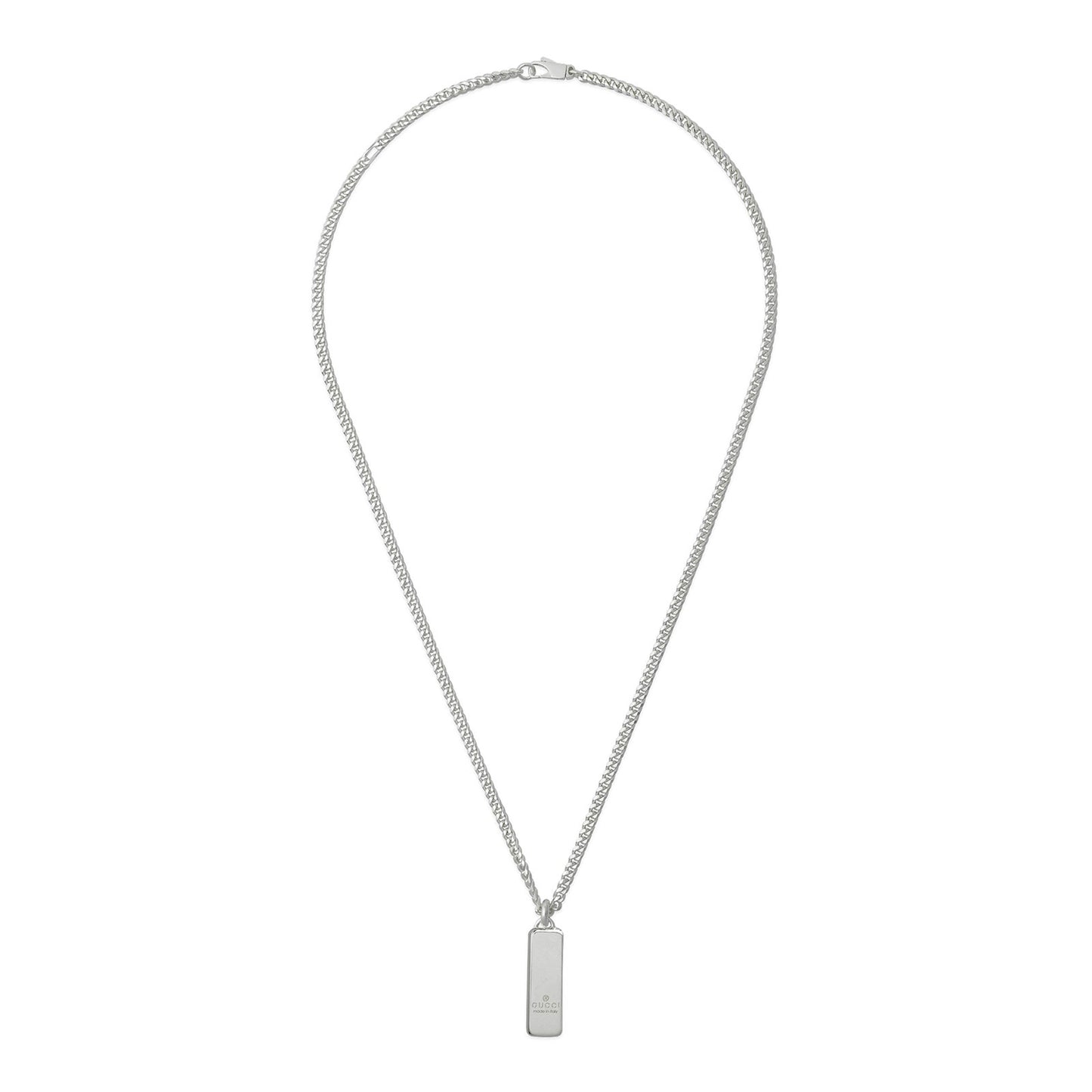 Gucci Tag Diagonal Interlocking G Silver Pendant Necklace simple Pursuit