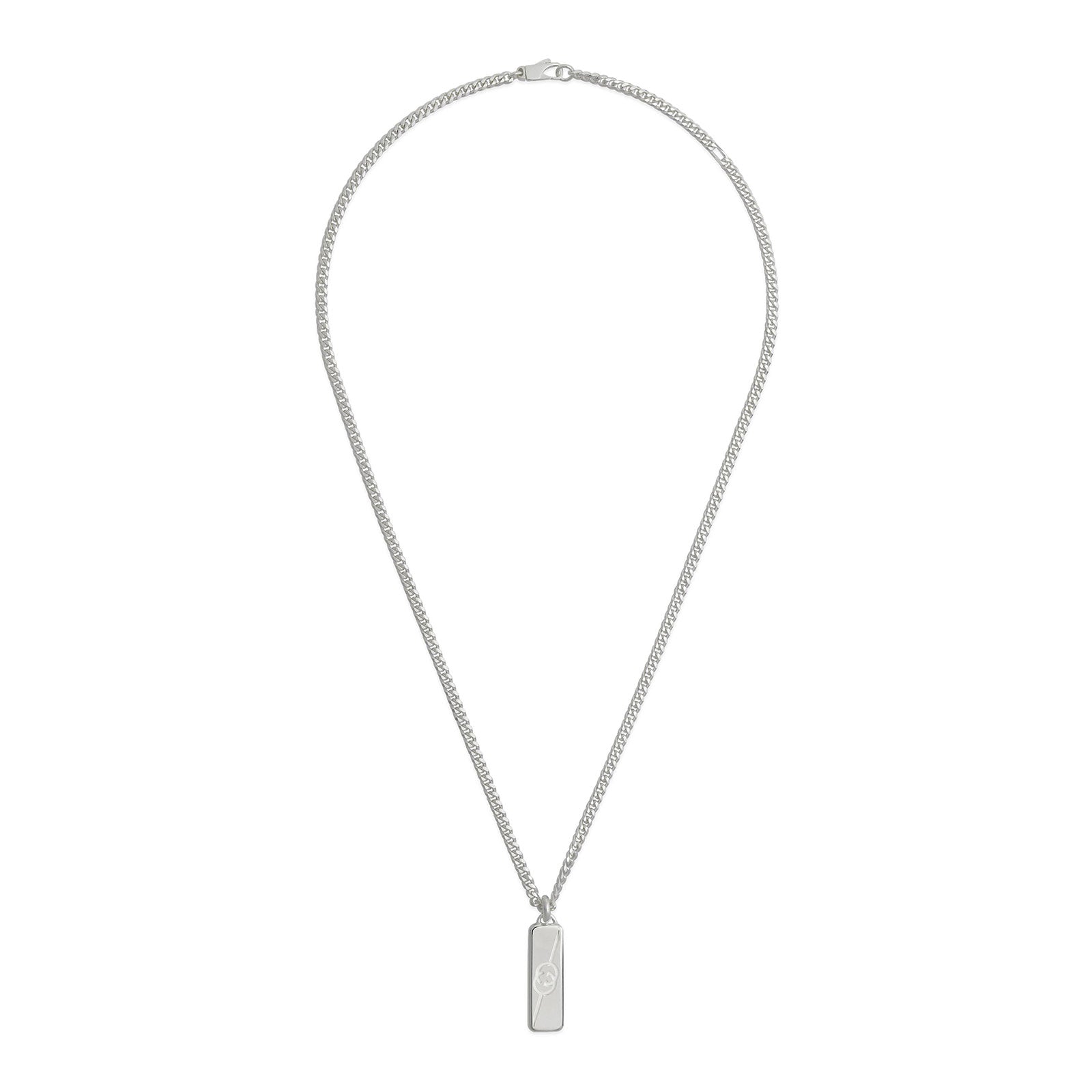 Gucci Tag Diagonal Interlocking G Silver Pendant Necklace simple Pursuit