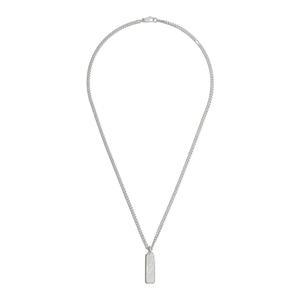 Gucci Tag Diagonal Interlocking G Silver Pendant Necklace simple Pursuit