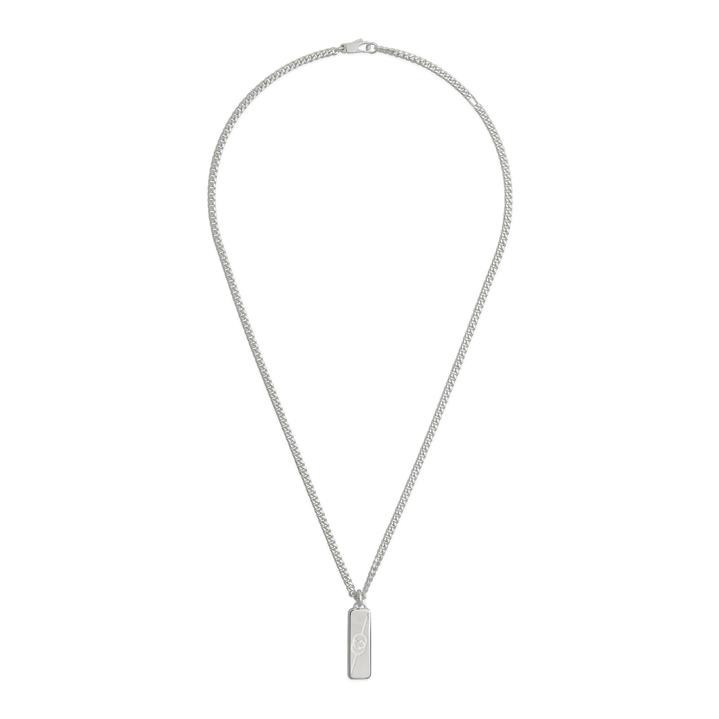 Gucci Tag Diagonal Interlocking G Silver Pendant Necklace simple Pursuit