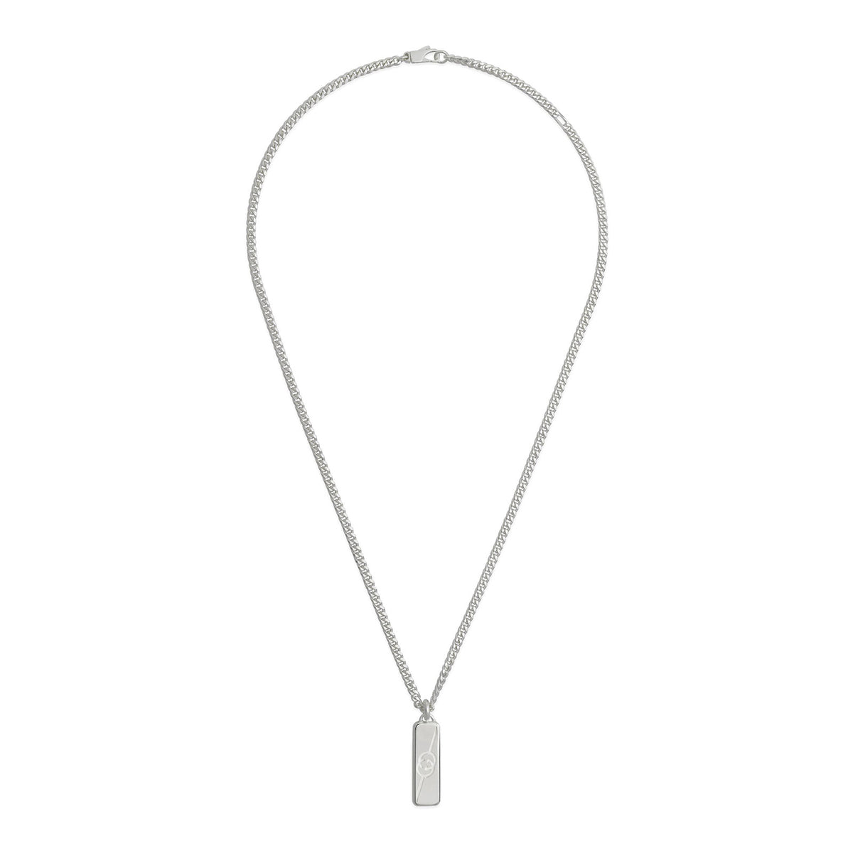 Gucci Tag Diagonal Interlocking G Silver Pendant Necklace simple Pursuit