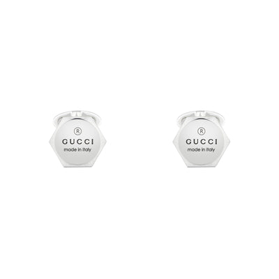Gucci Trademark Silver Hexagonal Cufflink simple Pursuit