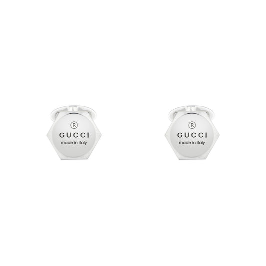 Gucci Trademark Silver Hexagonal Cufflink simple Pursuit