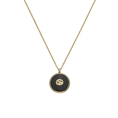 Gucci Interlocking 18ct Yellow Gold Onyx & Diamond Necklace simple Pursuit